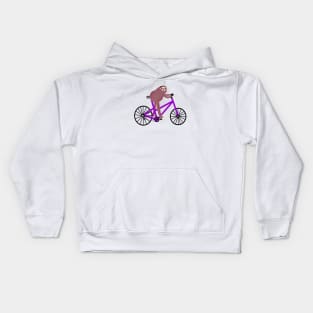 Sloth On A Purple Bike Kids Hoodie